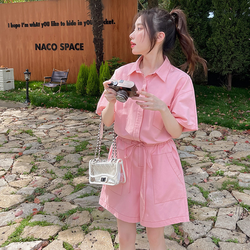 夏新款季粉色工装连体裤2c371-8582-P105-K158,女装连体裤,2C120