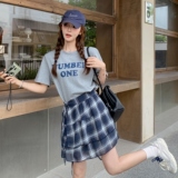 现货！现货！现货！T恤裙+格子围裙两件套2C212-G120-P135-K188，女装套装/套裙，2C212