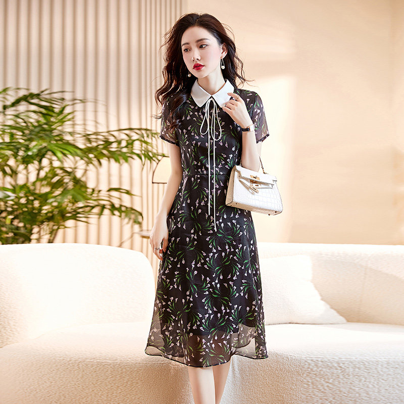 热卖！洋气连衣裙女中长款2025年夏季新款气质显瘦，女装连衣裙，吾爱衣,女装连衣裙,吾爱衣