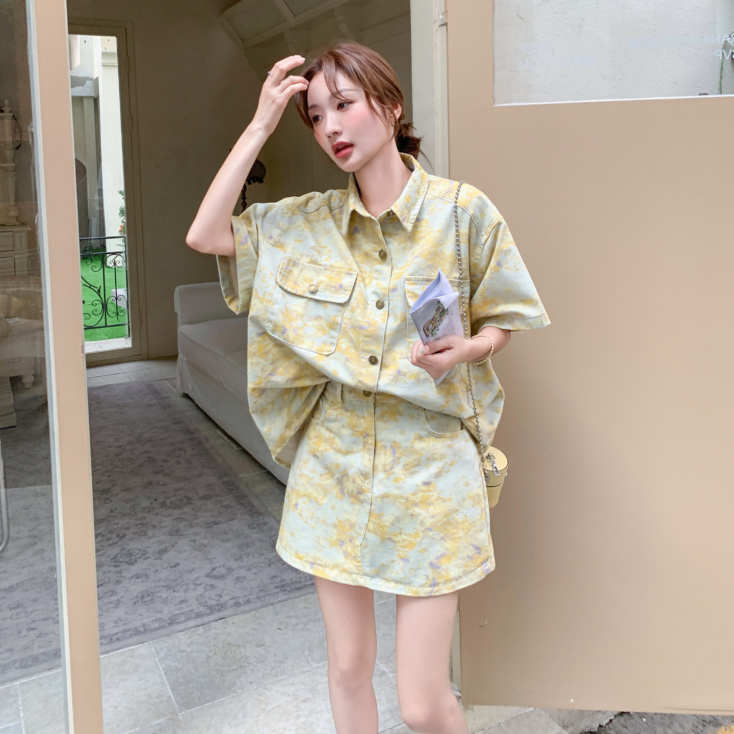 今日新品//夏季薄款牛仔套装/印花水洗5546-P165-K238,女装套装/套裙,2C275