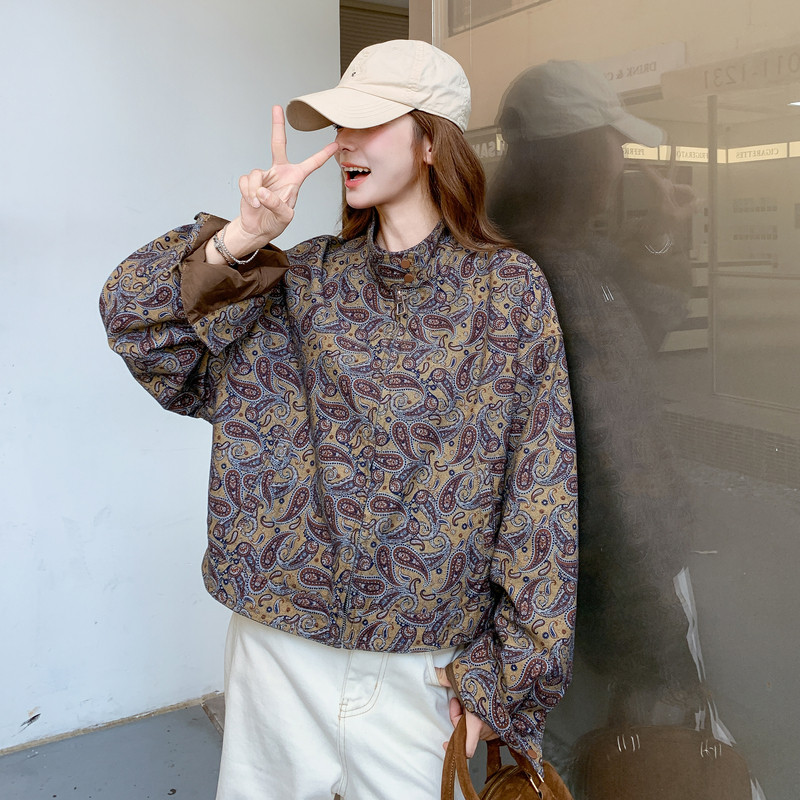 时尚立领提花外套女2025秋季新款韩版宽松显瘦休闲夹克棒球服上衣,女装短外套,2C323