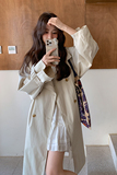 杏色高级感风衣外套女2025年秋季新款韩系复古休闲气质中长款大衣，女装风衣，2C258