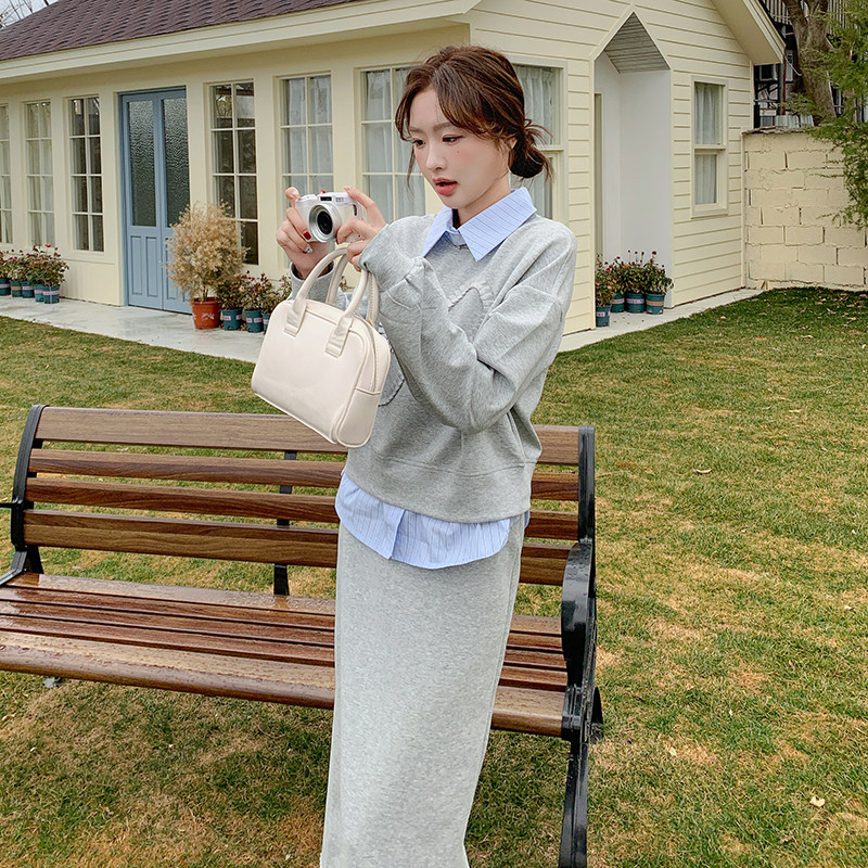 新款韩系假两件拼接两件套裙2522-P165-K238,女装套装/套裙,2C057