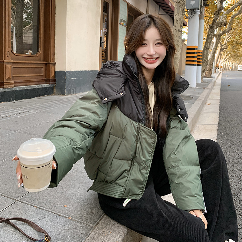 ：冬装新款撞色连帽设计感90绒羽绒服外套2C135-5009P275K385,女装羽绒服,2C135