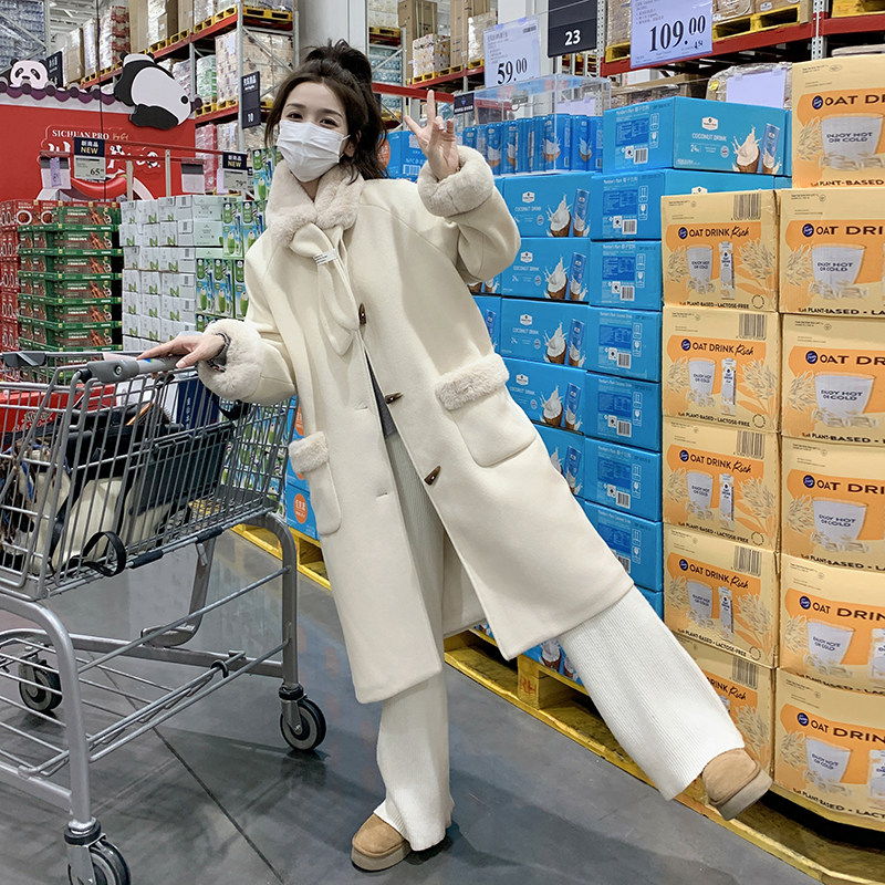 现货2025年冬季新款时尚加绒长大衣2C098-8971P215K318,女装毛呢外套,2C098