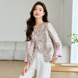 现货2025春装新中式复古外套短款修身显瘦气质女人味时尚提花上衣，女装短外套，唯婧