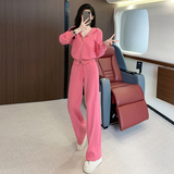 韩版玫红色时尚女秋季新款连帽套装，女装套装/套裙，2C310
