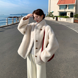 现货秋冬2025新款松弛感仿水貂毛外套高级感大衣2595-P215控328，女装短外套，2D009