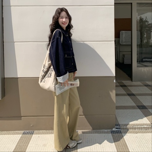 深蓝色设计感复古牛仔短外套女2025年春秋季新款韩版百搭显瘦夹克图片