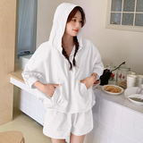 夏季新款套装连帽短袖短裤纯色宽松透气两件套防晒服8810p105k155，女装防晒衣，2D143