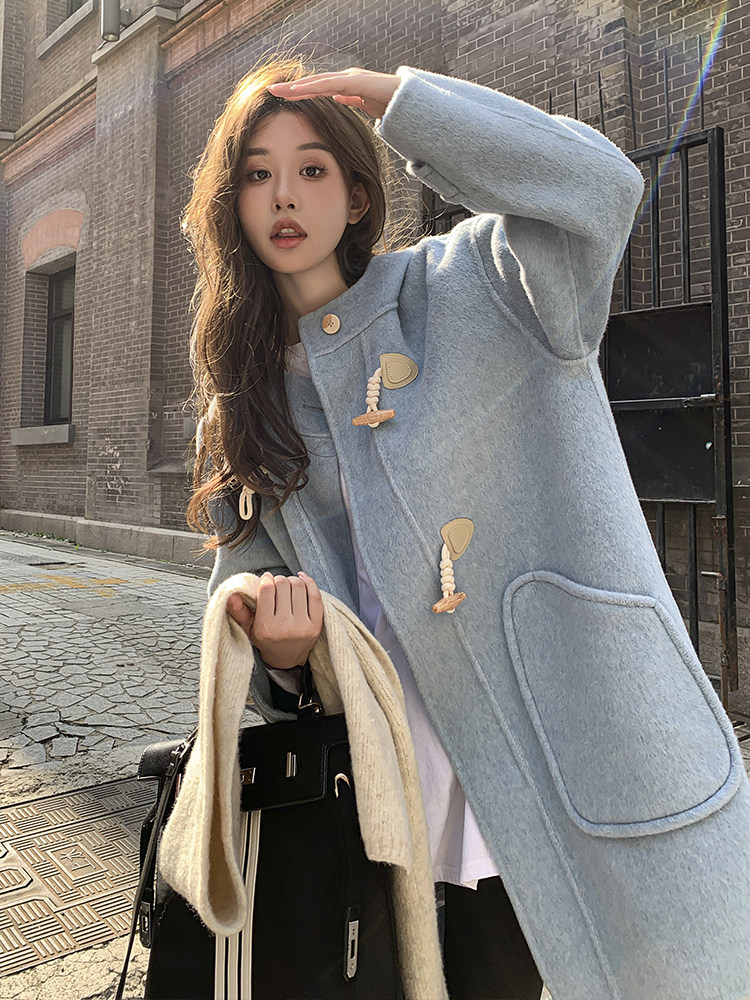 ！！90羊毛冬牛角扣双面羊毛大衣2C036-Y200-2-P295-K398,女装毛呢外套,2C036