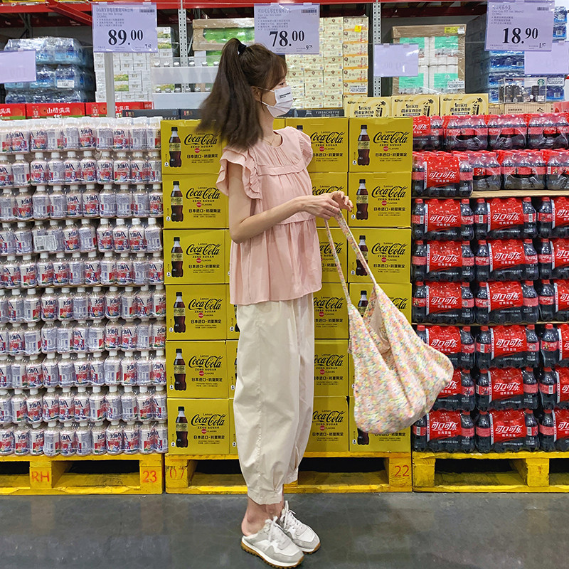 【现货！~】2025夏新粉色可爱小衫+九分裤/套装107P115K168,女装套装/套裙,2C037