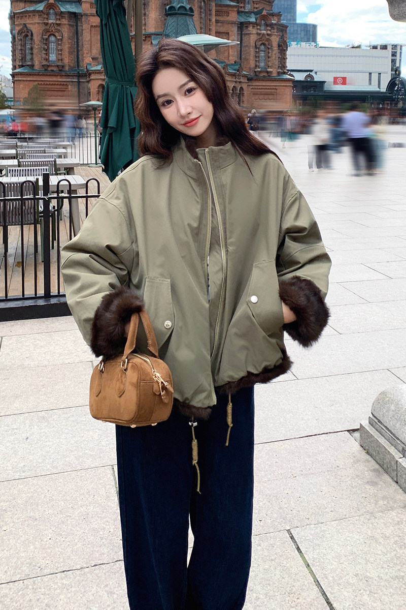 冬装新品立领环保花狐毛皮草两面穿派克服2132P285K415,女装派克服,2C219