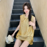 现货：夏装新款新中式风盘扣复古套装两件套2C135-8857P145K218，女装套装/套裙，2C135