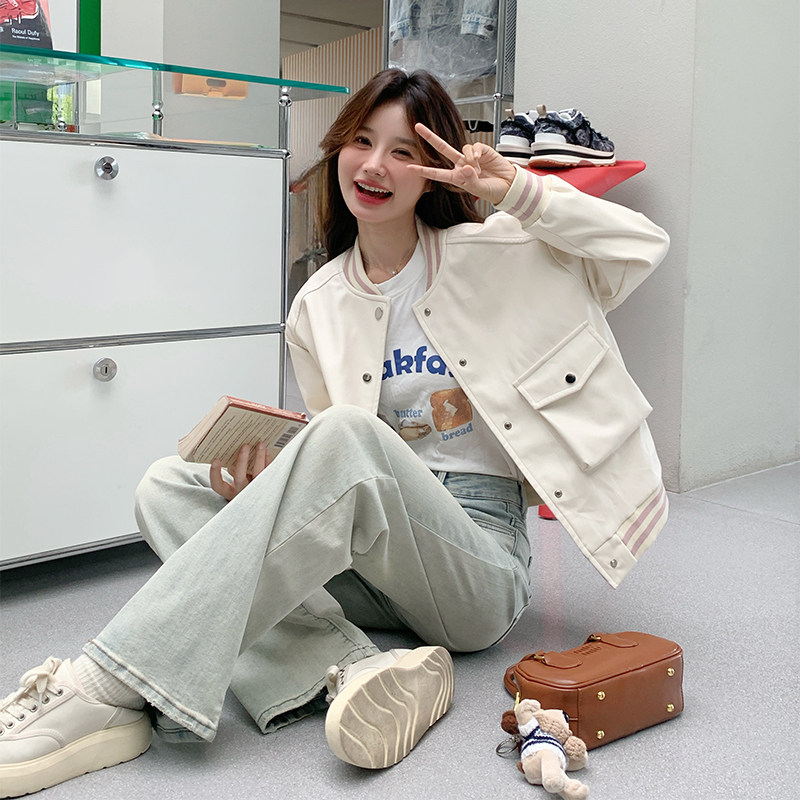韩版时尚甜酷风棒球服外套女2025春秋季新款宽松显瘦休闲夹克上衣,女装短外套,2C030