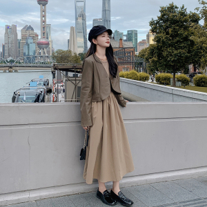 秋季皮衣外套打底连衣裙两件套3032 外套P125控178 裙子P115控168图片