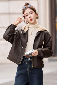 巨好看皮棉衣女冬季新款小个子洋气可拆卸针织帽加绒加厚外套图片