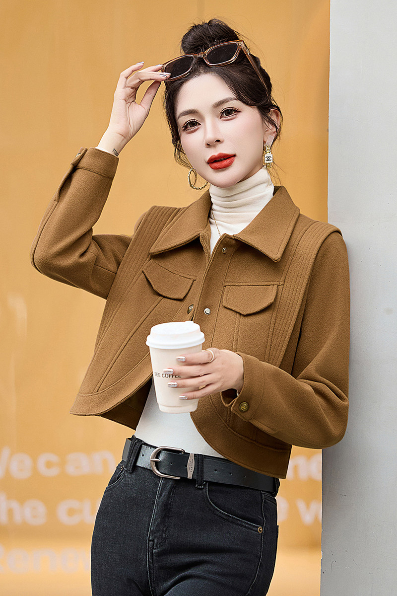 小香风气质短款毛呢外套女2024秋冬新款小个子显高显瘦修身呢上衣,女装毛呢外套,吾爱衣