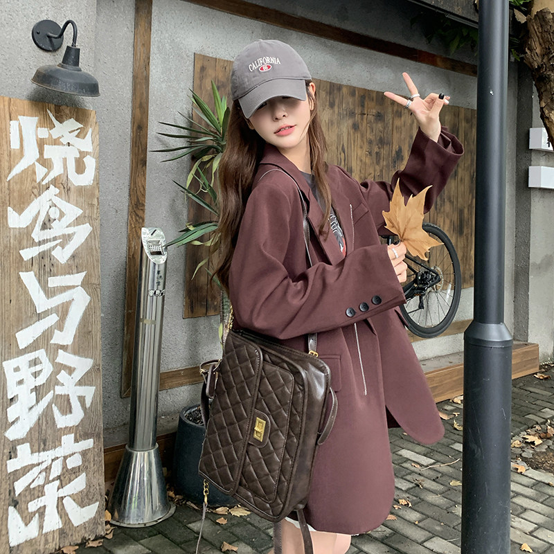 高级感炸街西装外套女2024秋季新款今年流行宽松休闲小个子小西服,女装西装,2C098