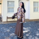 新中式印花外套吊带连衣裙套装女2025秋新款独特绝美度假风两件套，女装套装/套裙，2C135