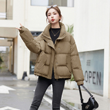 立领面包服女2025年冬季新款宽松休闲韩系通勤羽绒保暖加厚外套，女装羽绒服，蓝朵琳