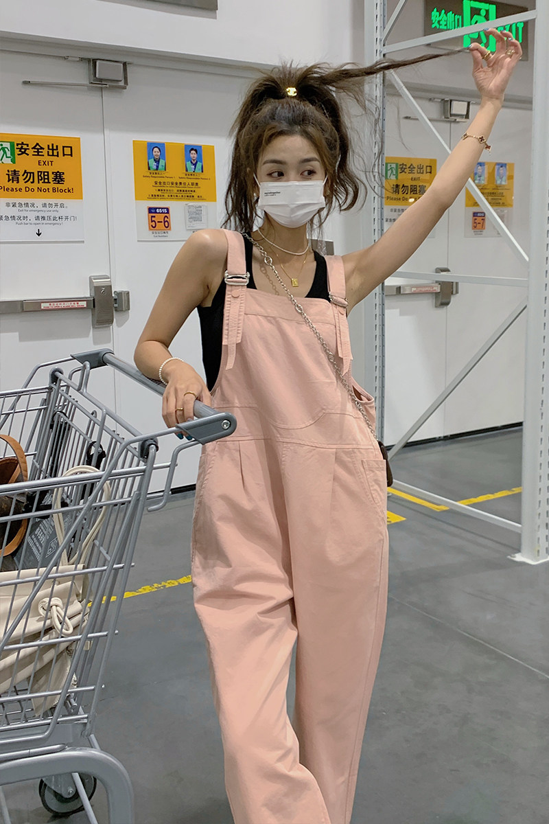 C037【现货】736P95K1482025年夏季新款休闲风粉色背带裤,女装连体裤,2C037