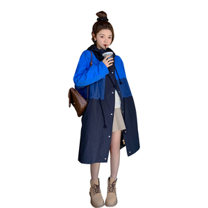 拼接撞色工装风衣女2024春秋新款时尚炸街设计感小个子中长款外套图片