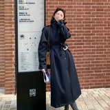 藏青色长款风衣羽绒服女2025冬季新款高级感气质加厚90白鸭绒大衣，女装羽绒服，2C325