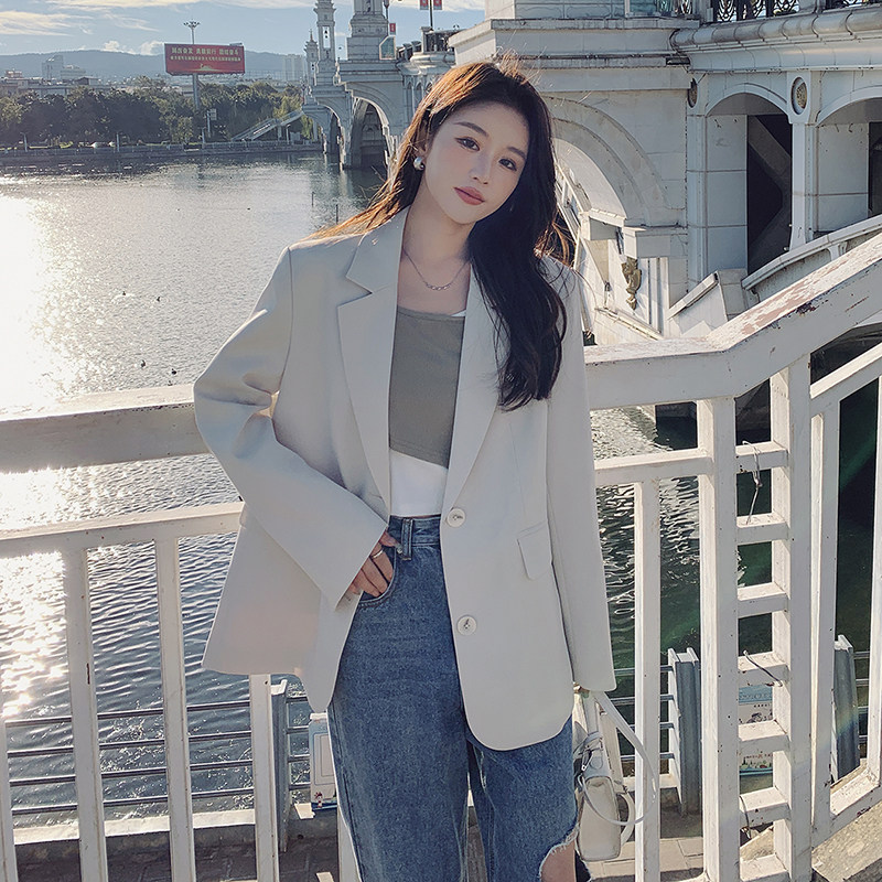 韩版时尚高级感休闲西装外套女2025春秋新款宽松显瘦气质西服上衣图片