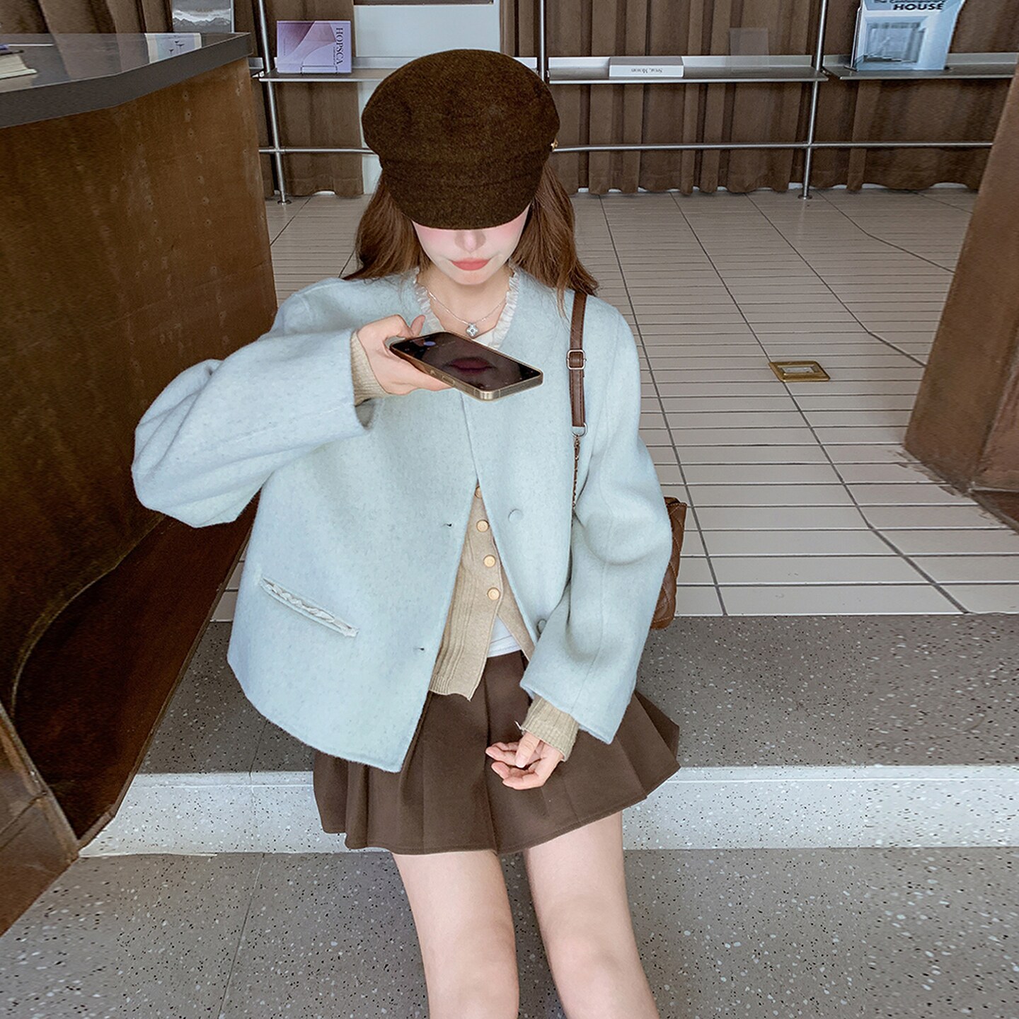【现货】小香风双面尼短款外套D205P195K278,女装毛呢外套,2D008