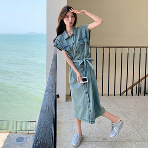 牛仔连衣裙女2025夏季高级感气质宽松显瘦韩系休闲直筒衬衫长裙子图片