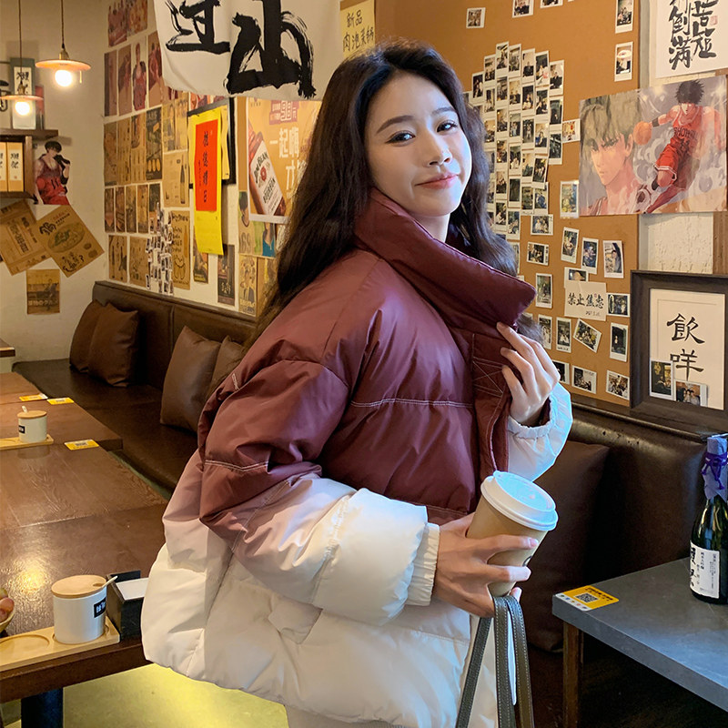高级感超好看本命年渐变红色短款立领羽绒服女冬2024新款时尚外套,女装羽绒服,2C280