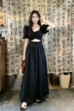 现货！现货！法式泡泡袖赫本风黑色连衣裙2C212-G100-P135-K188，女装连衣裙，2C212