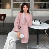 粉色双面羊绒外套女秋冬2025年超火好看高级小众加厚毛呢夹克上衣，女装毛呢外套，2C013