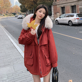韩版加厚保暖毛领派克服棉衣女2025冬季新款显瘦加绒连帽工装棉服，女装棉衣/棉服，衣珂纱朗