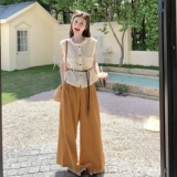 蕾丝花边无袖衬衫阔腿裤套装女夏2025新款小个子两件套爆款高级感，女装套装/套裙，2C166