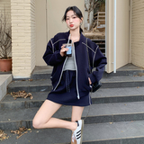 现货藏青色设计感卫衣+半身裙两件套2C206-L139-P155-K218，女装套装/套裙，2C206