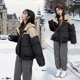 现货！主推2025冬装新款韩版加厚宽松休闲拼接连帽面包服棉服，女装棉衣/棉服，2D148