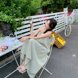 现货新品 撞色印染工艺蝴蝶结小仙女时尚休闲吊带裙 P125K178图片