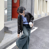 高级感立领咖色短款皮衣外套女春秋2025新款小个子PU夹克百搭超火，女装皮衣，2C092