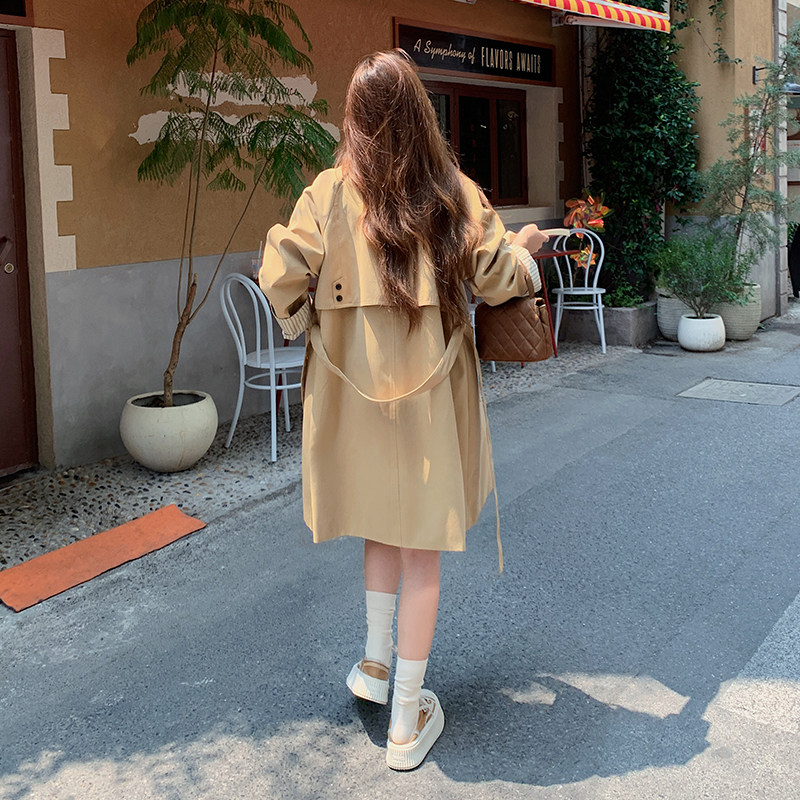 现货新韩系休闲百搭撞色风衣外套女9951-P185-K258,女装风衣,2C025