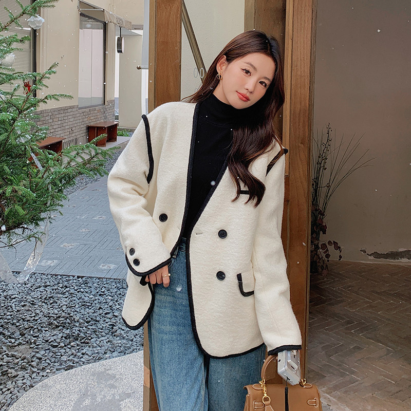 新款2025年拼接冬季毛呢外套2C098-8953P165K248,女装毛呢外套,2C098