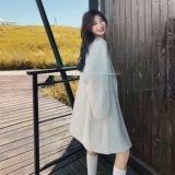 气质翻领双面呢大衣女2025年冬季新款韩系简约中长款显瘦呢子外套，女装毛呢外套，2D008