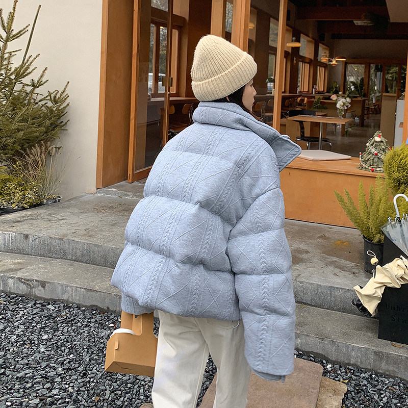 灰色面包服加厚保暖女设计感90白鸭绒宽松厚外套2263P305控458,女装羽绒服,2C166