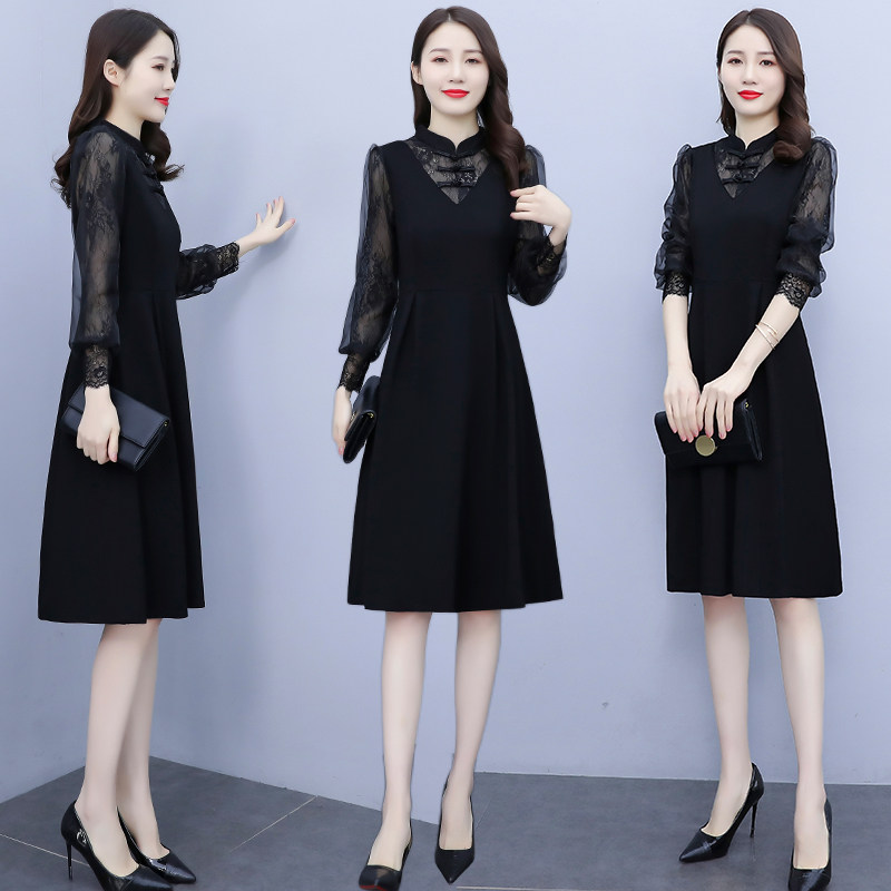 2025春装新款大码女装改良旗袍显瘦中长款复古连衣裙,女装连衣裙,先锋丽姿