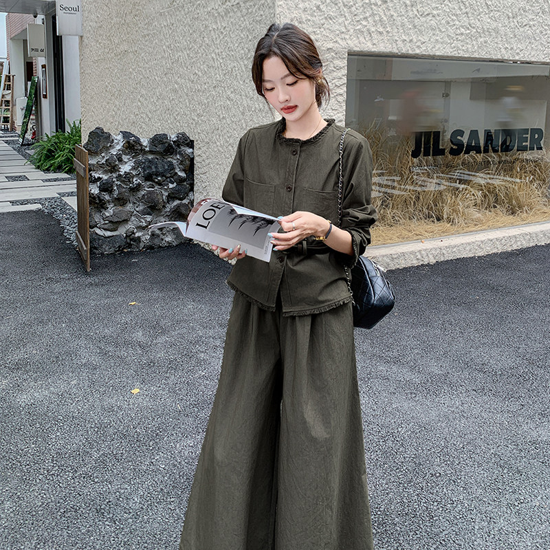 现货：新款秋季时尚洋气流苏上衣阔腿裤套装2C135-6808P165K238,女装套装/套裙,2C135