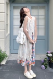 法式罩衫连衣裙套装女气质2025夏季新款镂空时尚宽松背心两件套，女装套装/套裙，2C117