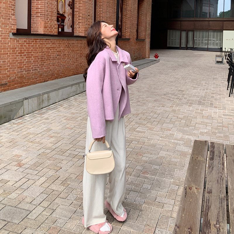 现货双面呢短款小个子紫色外套2C206-L17-P175-K278,女装短外套,2C206