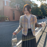 气质感格子小香风羽绒服女秋冬2025新款超火好看高级小众轻薄外套，女装羽绒服，2C057