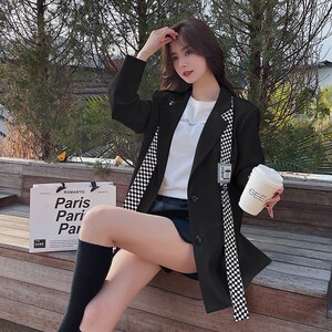 现货 自主研发棋盘格条纹领带拼接西装RFR058-C2205-P115K168图片